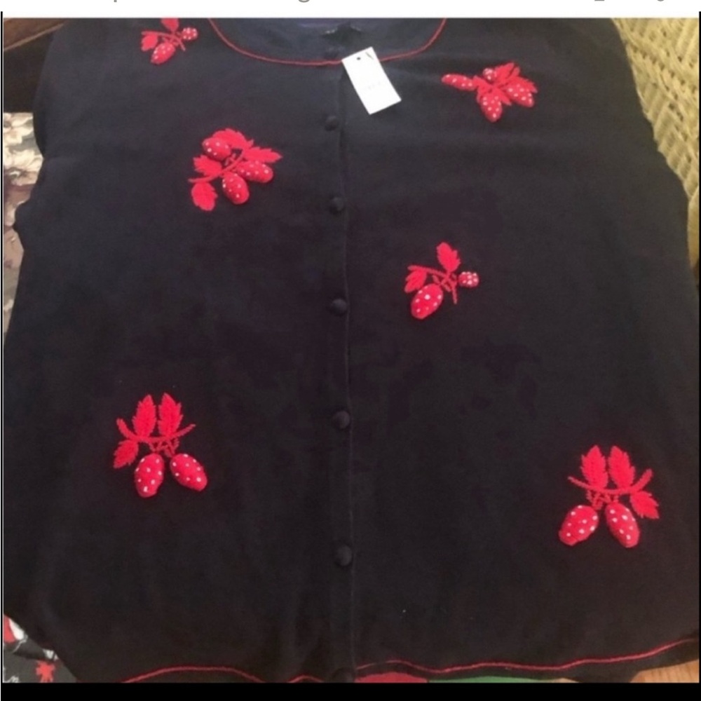 Strawberry Fields Forever Talbots Gorgeous Strawberry Sweater L Stunning Style